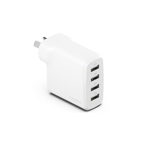 CYGNETT 24W QUAD USB-A WALL Charger White